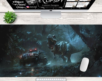Jurassic Dinosaur Mouse Pad, T-Rex, Dinosaur Desk Mat, Jurassic Desk Mat, TCG Play Mat, MTG Mat, Gaming Mouse Pad, Gaming Desk Pad, Fantasy
