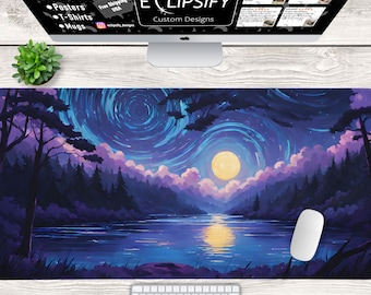 Pastel Purple Desk Mat, Forest Mouse Pad, Starry Night, Mouse Pad, Colorful, Minimalist Desk Mat, xl Mouse Pad, Mouse Pad, Gaming Mouse Pad