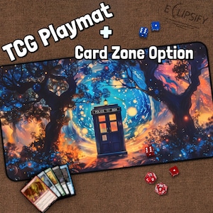 Sternennacht Polizei Box TKG Spielmatte Blau, MTG Spielmatte mit Zones, Geschenke für Gamer, Brettspiel