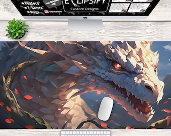 Anime Dragon Desk Mat, Anime Dragon Mouse Pad, Anime Mouse Pad, Dragon Desk Mat, Dragon Mouse Pad, Gaming Mouse Pad, Gaming Desk Mat