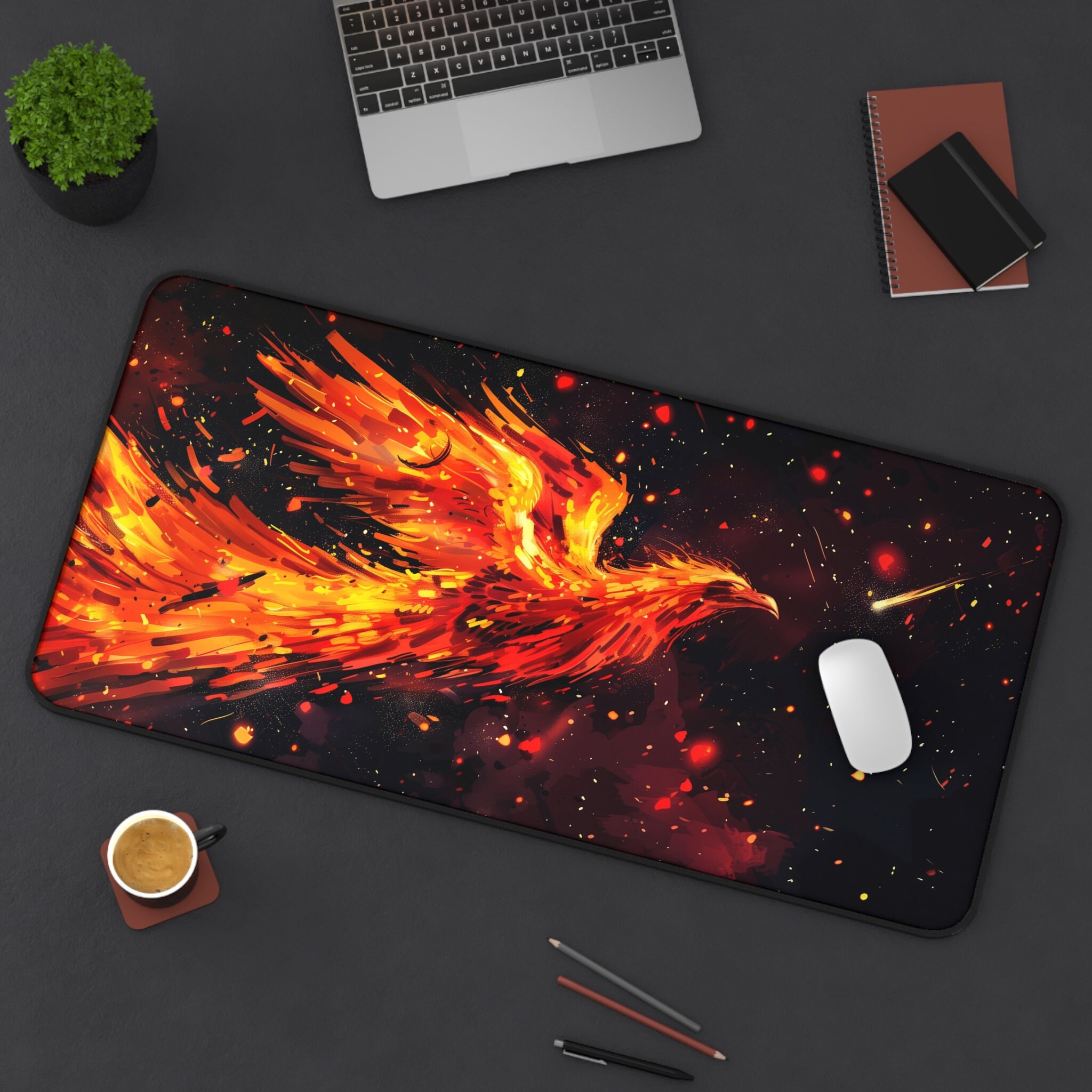 Large Desk Mat Phoenix Gaming Mouse Pad 40x90cm - Large Non-Slip Rubber Desk Mat With Flaming Bird Design Gaming Accessories - View #8