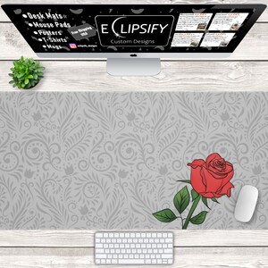 Rose Mousepad, Rose Schreibtischmatte, Minimalist Mauspad, Minimalist Schreibtischmatte, Blumen Mousepad, Blumen Ästhetik, Gaming Mauspad, Gamer Schreibtischmatte