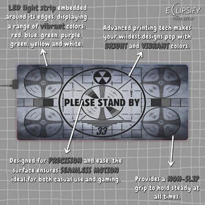 Nuclear Fall Out Mouse Pad, Nuclear Fall Out Desk Mat, Please Stand By, Gaming Desk Mat, Custom Desk Mat, Post Apocalyptic, Gamer Mousepad image 6