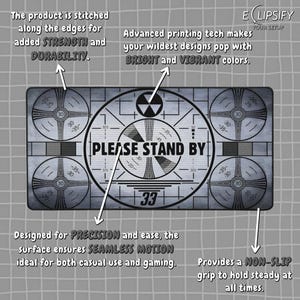 Nuclear Fall Out Mouse Pad, Nuclear Fall Out Desk Mat, Please Stand By, Gaming Desk Mat, Custom Desk Mat, Post Apocalyptic, Gamer Mousepad image 4