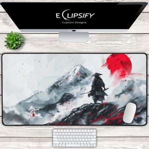 Japanse samurai bureaumat, Japanse bureaumat, minimalistische muismat, anime-muismat, minimalistische muismat gaming-muismat, gamercadeau