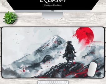 Japanische Samurai Schreibtischmatte, japanische Schreibtischmatte, Minimalistische Mauspad, Anime Mauspad, Minimalistische Mauspad Gaming Mauspad, Gamer Geschenk