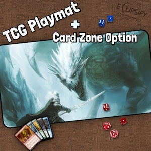 Ice Dragon TKG Spielmatte, Ritter, MTG Schreibtischmatte für Kartenspieler, Gaming Mauspad, rutschfeste Kartenmatte