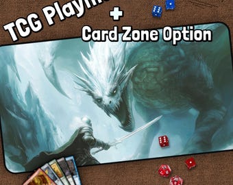 Ice Dragon TCG Playmat, Knight, MTG Desk Mat for Card Gamers, Gaming Mat for Tabletop Games, Gaming Mouse Pad, Non-Slip Card Mat