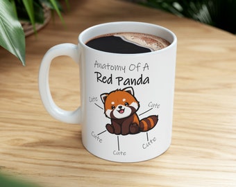Red Panda Mug, Anatomy Of A Red Panda, Cute Red Panda, Cartoon Red Panda, Animal Mug, Cute Mug, Red Panda Gift, Mug Gift