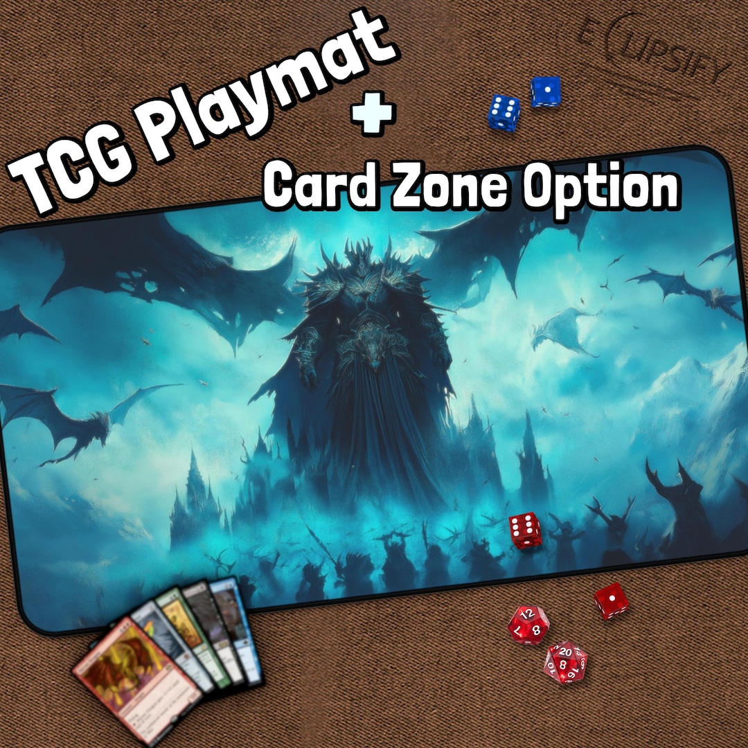 Lich King Playmat, Fantasy MTG Play Mat With Zones, World Desk Mat