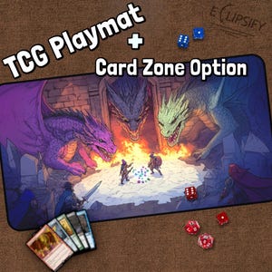 Drachen im Dungeon Tcg Spielmatte, Ritter, Anime Ritter, spielmatte mit Zloty, Fantasy Spielmatte, Geschenke für Gamer,