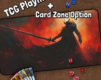 Dark Demon Slayer TCG-speelmat, Demon Fantasy MTG-speelmat met zones, rood, Evil Warrior-speelmat, cadeaus voor gamers, bordspel