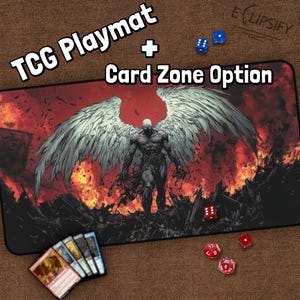 Demon Warrior TCG Playmat, Super Hero, MTG Play Mat With Zones, Underworld Playmat, Spawn of Evil, Gifts for Gamers, Board Game