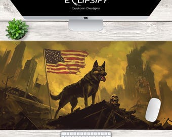 Nuclear Fall Out Dog Mouse Pad, Nuclear Fall Out Desk Mat, Meat, Gaming Desk Mat, Custom Desk Mat, Post Apocalyptic, Gamer Mousepad