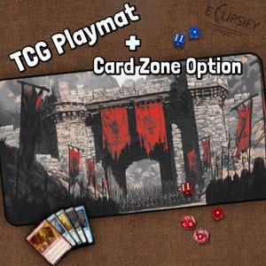 Castle TCG Playmat, Lord of, Dungeons, Knight, Rings, Medieval Battle MTG Play Mat With Zones, Playmat, Gifts for Gamers, Board Game