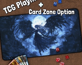Fairy TCG Playmat | Winged Fantasy Creature Card Game Mat | Blue Moon Magical Artwork | Enchanted Tabletop Gaming Mat