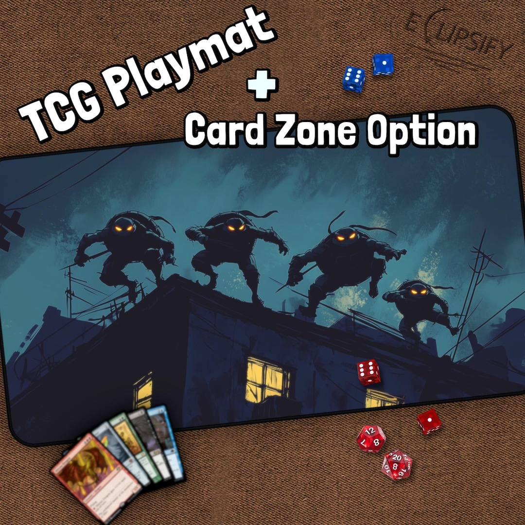 Turtle Ninja TCG Playmat, Ninja MTG Play Mat With Zones, Turtles