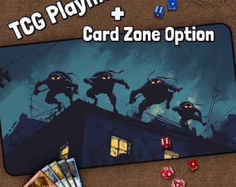 Turtle Ninja TCG Playmat, Ninja MTG Play Mat With Zones, Turtles Playmat, Gifts for Gamers, Board Game