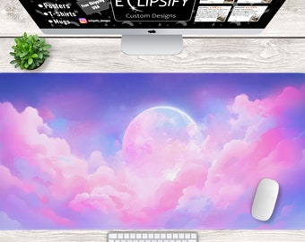 Tappetino per mouse kawaii Lofi con nebulosa spaziale pastello, tappetino da scrivania con spazio, tappetino da scrivania pastello carino, tappetino da scrivania con nuvola carina, tappetino per mouse da gioco, decorazioni per scrivania