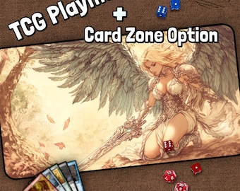 Angel TCG Playmat, Warrior Angel, Sword Angel MTG Play Mat With Zones, Heaven and Hell Playmat, Gifts for Gamers, Board Game
