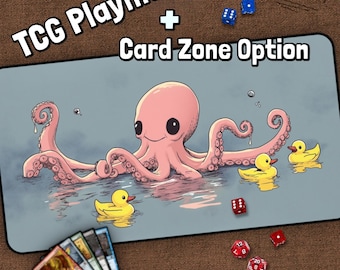 Cute Octopus TCG Playmat, Baby Ducks, Gamer Girl, Kawaii, MTG Play Mat With Zones, Playmat, Gifts for Gamers, Board Game