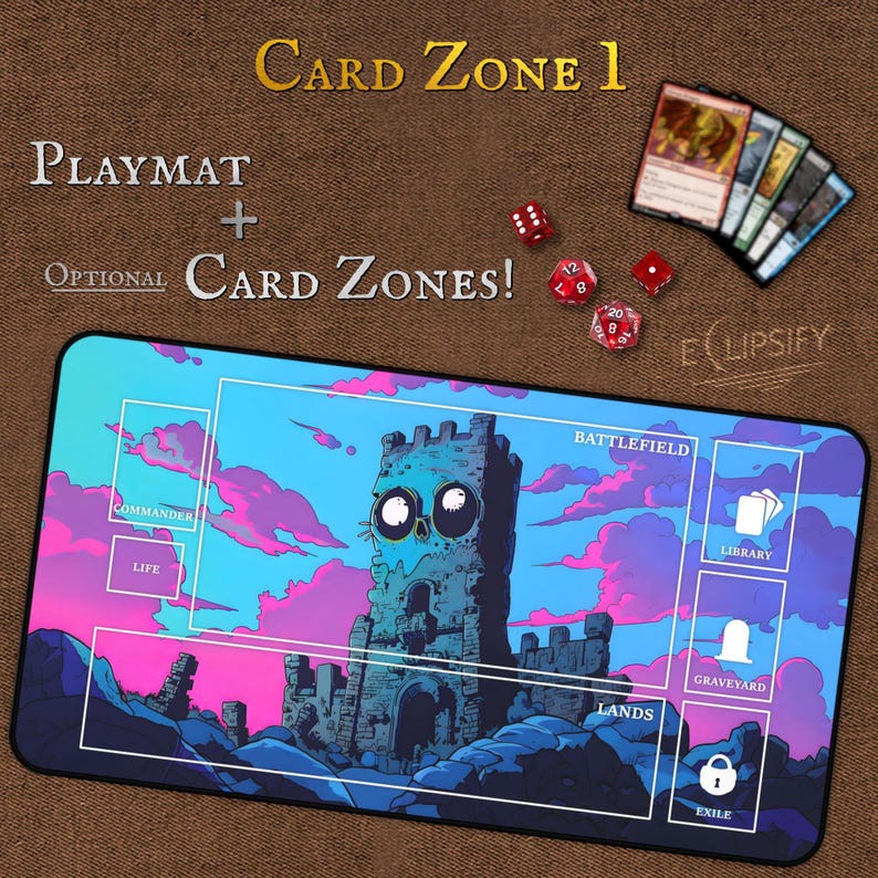 Custom TCG Playmat 24"X14", Personalized Play Mat, Custom Board Game Mat With Zones, MTG Gift, Tabletop Accessories, Trading Card Games, MTG image 4