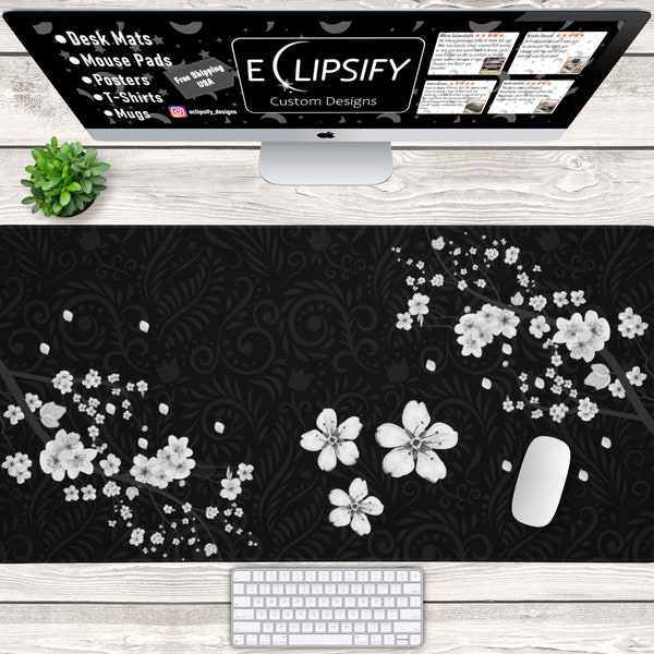 Black and White Cherry Blossom Mouse Pad - Etsy