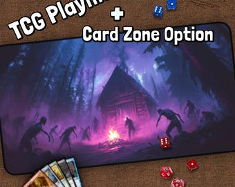 Tapete de juego Zombie Undead TCG, tapete de escritorio Zombie Magic, tapete de juego morado, tapete de juego de cartas, tapete de juego personalizado, 7 días, apocalipsis
