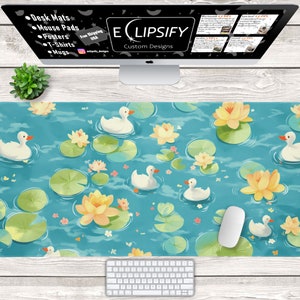 Cute Duck Mouse Pad, Duck Desk Mat, Cute Pastel Desk Mat, Cute Desk Mat, Gaming Mouse Pad, Desk Decor