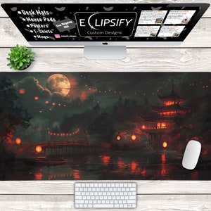 Japanese Landscape Desk Mat, Anime Desk Mat, Japanese Mouse Pad, Anime Mouse Pad Gaming Mouse Pad, Desk Decor