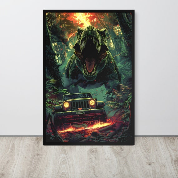 Dinosaur Jurassic Poster, Movie Poster, Jurassic Print, Trex, Minimalist Poster, Movie Wall Art, Man Cave Poster