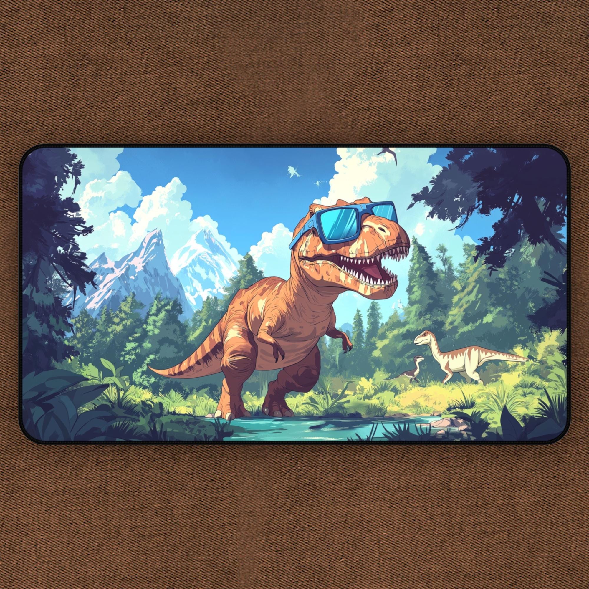 面白いジュラシック・ダイナソーTCGプレイマット、サングラスT-Rex