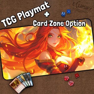 Tappetino da gioco Anime Fire Girl TCG, tappetino da gioco MTG, tappetino da scrivania, tappetino per mouse grande, tappetino per mouse da gioco