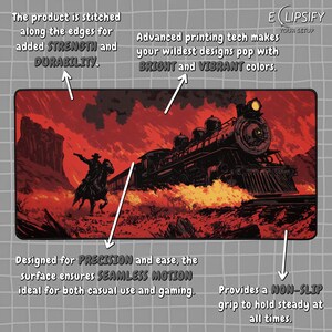 Podkładka pod mysz do gier Red Outlaw Cowboy Train Heist, podkładka na biurko do gier, podkładka pod mysz Train Outlaw, czerwona podkładka na biurko, podkładka pod mysz Outlaw zdjęcie 5