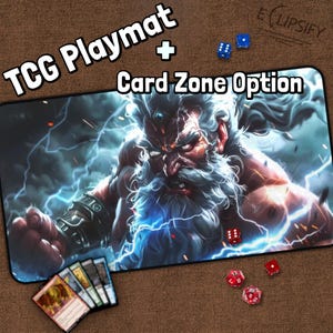 Zeus TCG Playmat MTG Desk Mat - Gaming Accessories, Table Protector, Trading Card Game Gift, Gamer Decor, Gaming Mouse Pad