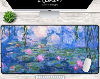 Water Lilies Mouse Pad, Claude Monet Mouse Pad, Claude Monet Desk Mat, xxl mousepad, Laptop Mat, Desk Pad, Desk Decor, Desktop Mat