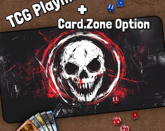 Skull TCG Playmat, Dead, Killer, MTG Play Mat With Zones, Daylight