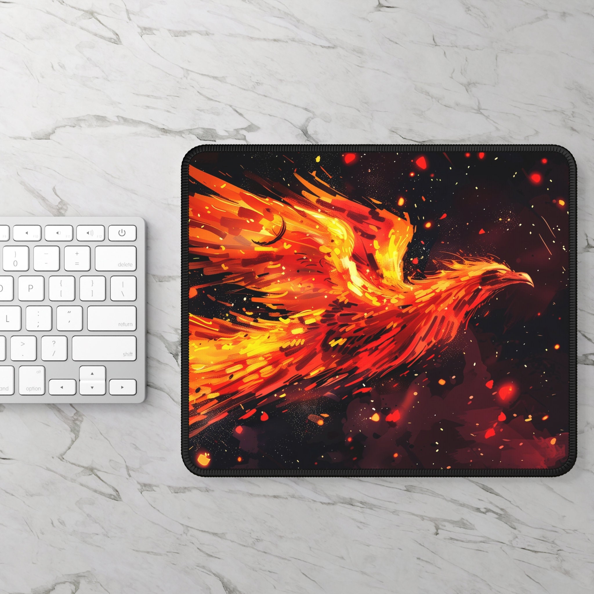 Large Desk Mat Phoenix Gaming Mouse Pad 40x90cm - Large Non-Slip Rubber Desk Mat With Flaming Bird Design Gaming Accessories - View #5
