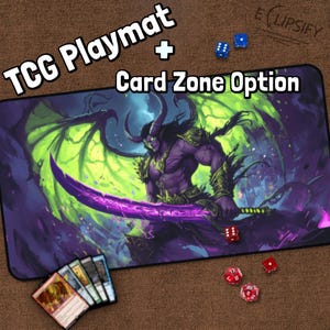 Dämonenjäger Playmat, Fantasy MTG Spielmatte mit Zonen, World Schreibtischmatte, Krabbeldecke, Geschenke für Gamer, Brettspiel, Gaming Maus Pad, Basteln