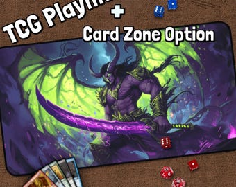 Dämonenjäger Playmat, Fantasy MTG Spielmatte mit Zonen, World Schreibtischmatte, Krabbeldecke, Geschenke für Gamer, Brettspiel, Gaming Maus Pad, Basteln