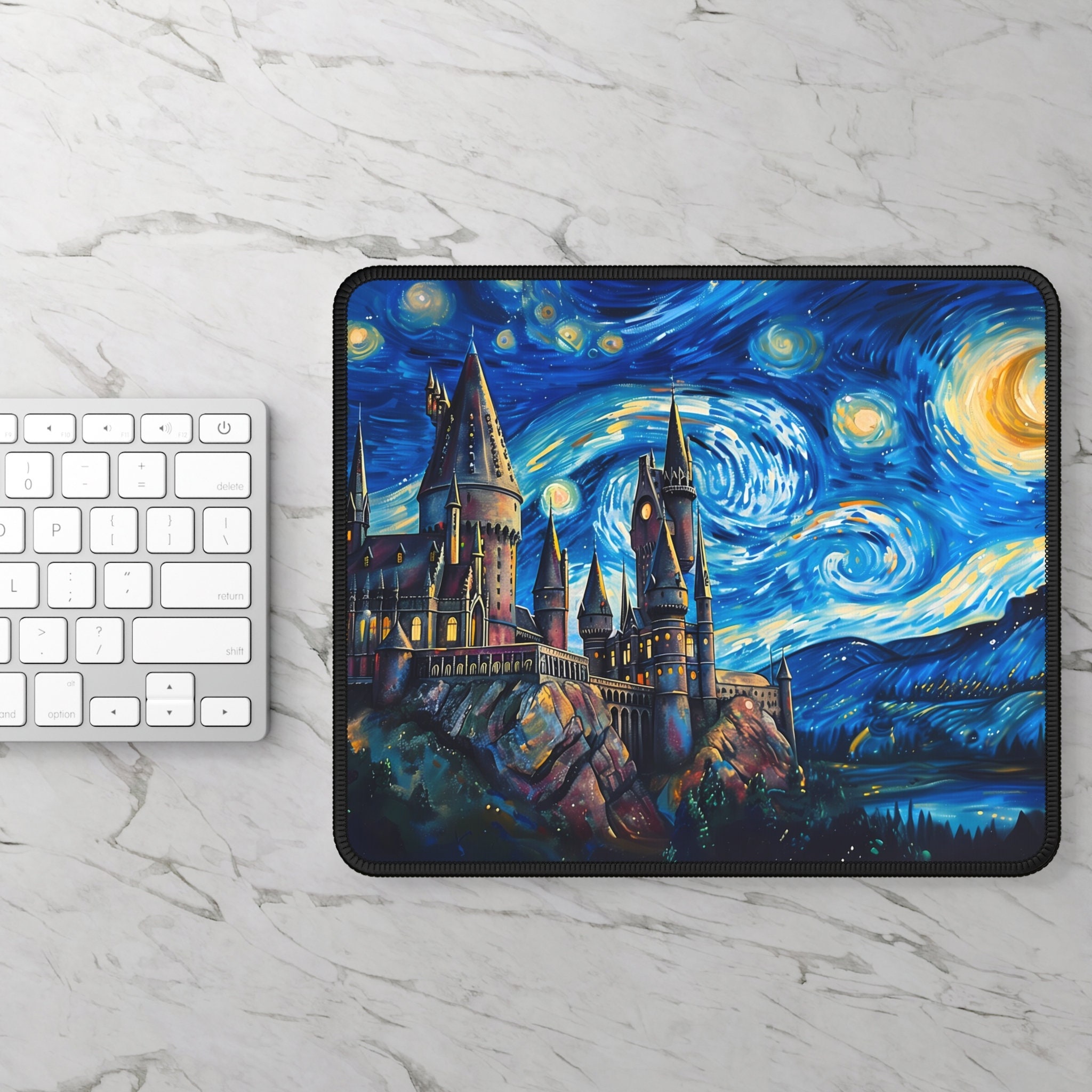 Wizard Castle Mouse Pad, Wizard Castle Black Desk Mat, Starry
