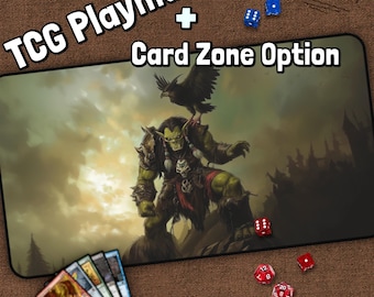 Goblin Shaman TCG Playmat, Crow, Green MTG Play Mat With Zones, Comic Playmat, Gifts for Gamers, Board Game