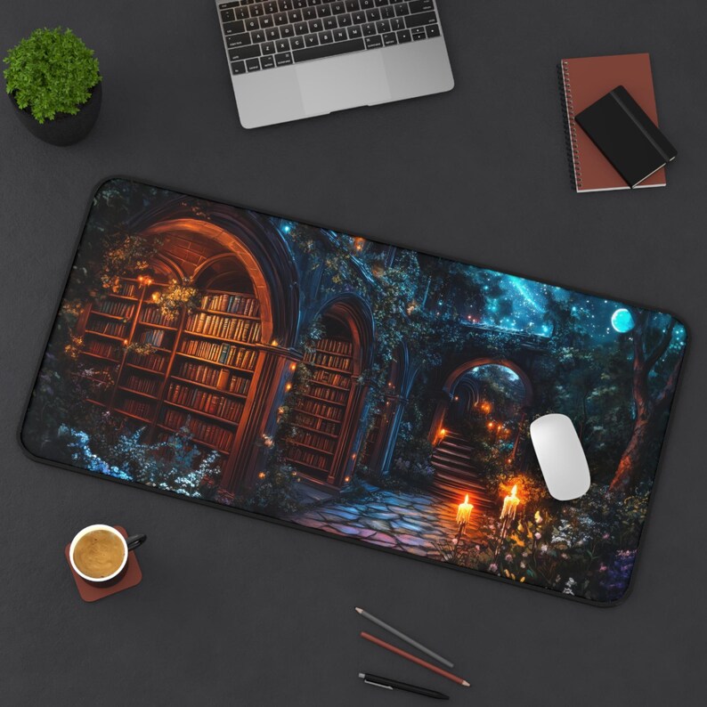 Enchanted Mystic Library Desk Mat, Witchy Mousepad XL, Dark Academia Desk Pad, Aesthetic Mouse Pad, image 6