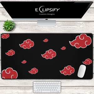 Anime Clouds Mouse Pad, Clouds Desk Mat, Ninja Clouds, Black, Anime Mousepad, Black, Anime Desk Mat, Gaming Mouse Pad, Gaming Desk Mat