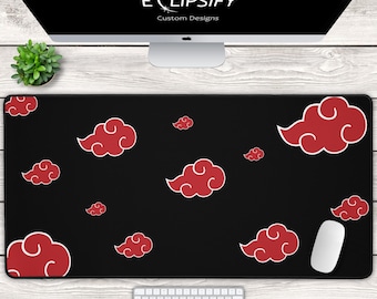 Anime Clouds Mouse Pad, Clouds Desk Mat, Ninja Clouds, Black, Anime Mousepad, Black, Anime Desk Mat, Gaming Mouse Pad, Gaming Desk Mat