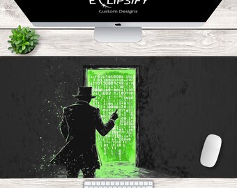 Matrix Mauspad, Matrix Schreibtischmatte, schwarz und grün, schwarzes Mauspad, MTG Playmat, Gaming Mauspad, schwarzes Pad, Minimalist