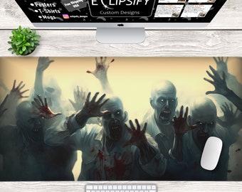 Zombie Mouse Pad, Zombie Desk Mat, Day Desk Mat, Walking Mouse Pad, Gamer Mouse Pad, Gamer Desk Mat, Dead Mouse Pad, Halloween Mouse Pad