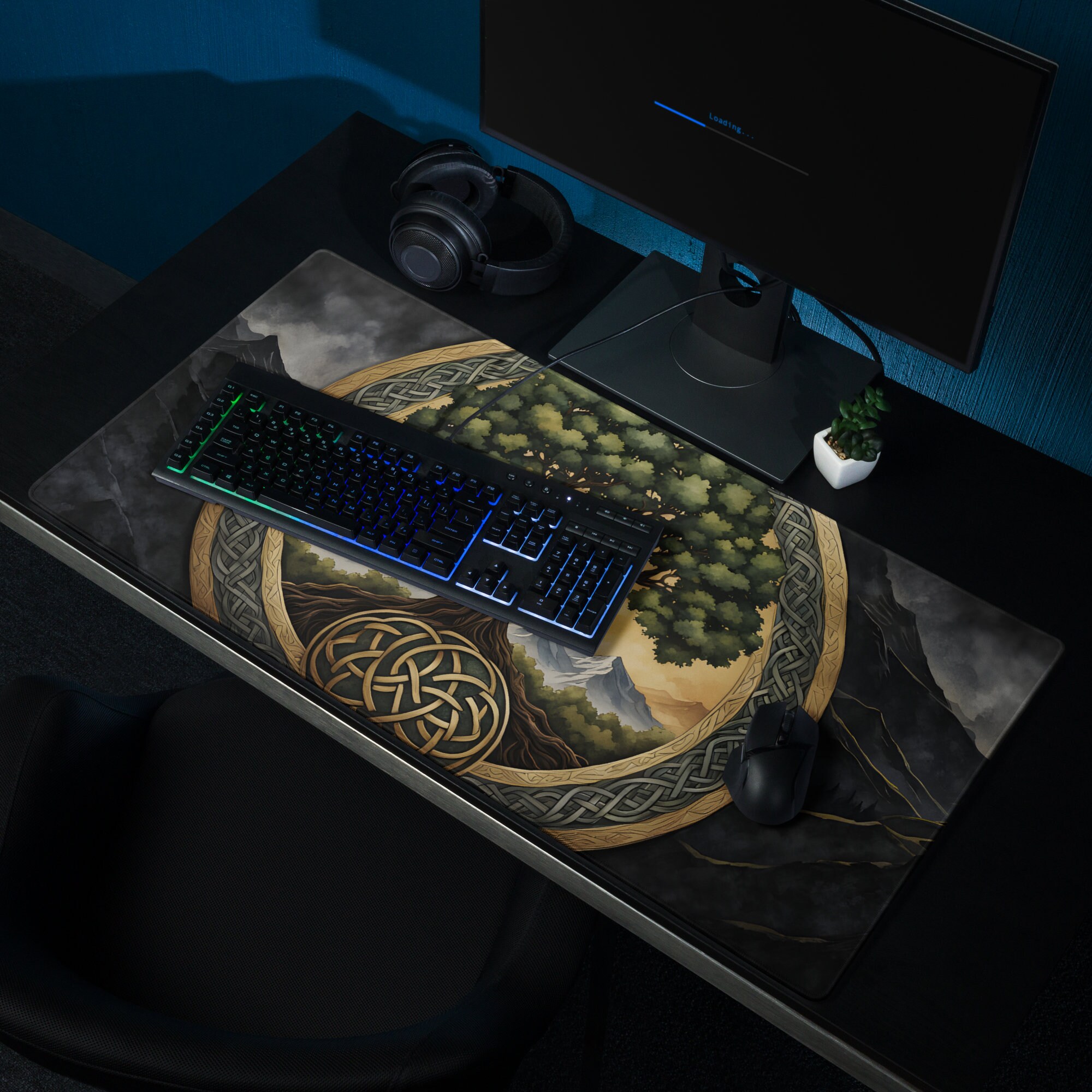 Tree Mouse Gaming Celtic Tree Desk Mat, Celtic Tree Mouse Pad, Green Mousepad, Green Desk ...