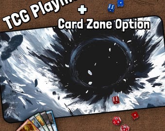 Black Hole TCG Playmat, Space  MTG Play Mat With Zones, Black and White, Singularity Playmat, Gifts for Gamers, Board Game