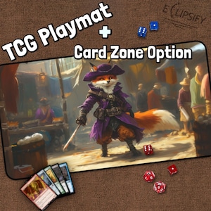 Tapis de jeu Fox Rogue TCG, tapis de jeu Fantasy MTG avec zones, tapis de jeu pour cartes à collectionner, tapis de jeu, cadeaux pour les joueurs, jeu de société